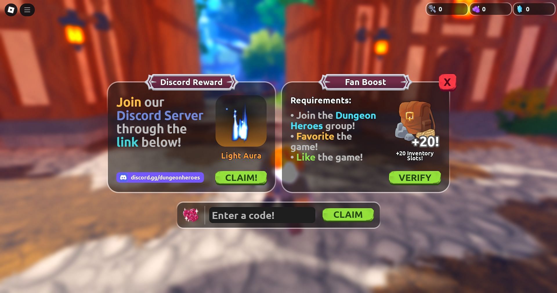 Redeem the code here (Image via Roblox)